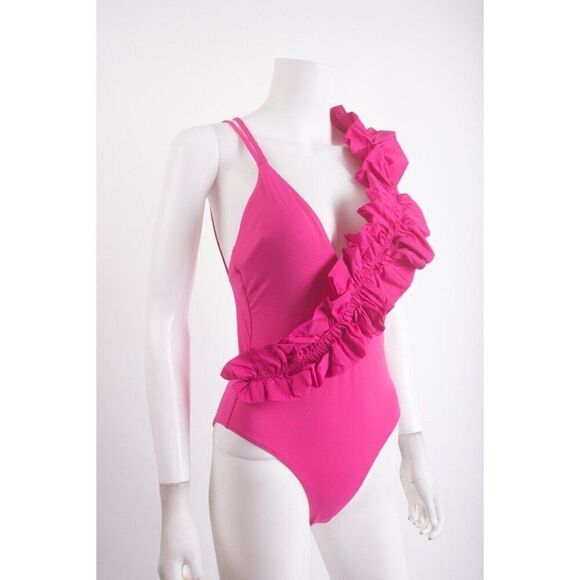 Zara Womens Swim Bathing Suit One Piece Ruffle Pink XS X-Small 2856/047 NWT - Picture 2 of 6